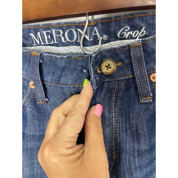 women's size 8 blue jeans denim cropped length roll up look classic denim Merona - Picture 6 of 14